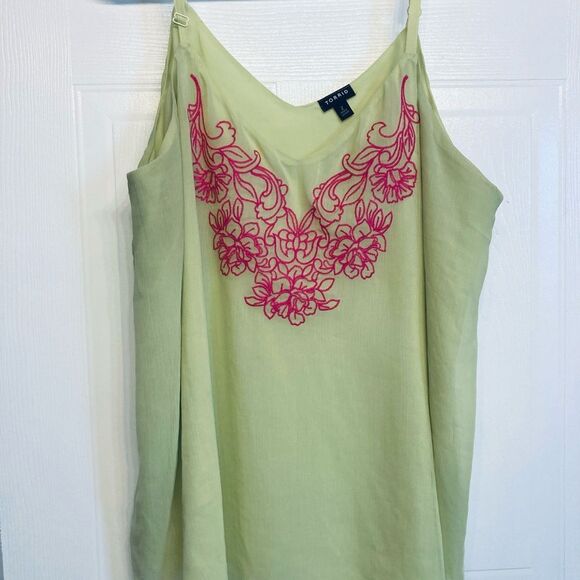 Torrid Sophie Chiffon Embroidered Swing Cami Top Plus Size 2 2X 18 20 Sunny Lime - Picture 3 of 9